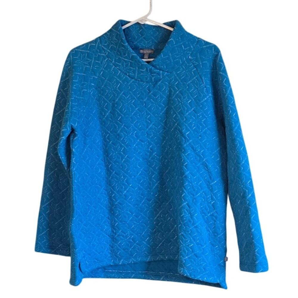 Talbots sparkle snowflake mockneck pullover sweatshirt size medium